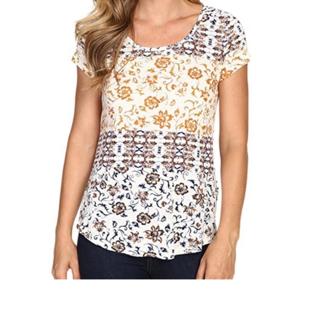 Lucky Brand boho floral print short sleeve top